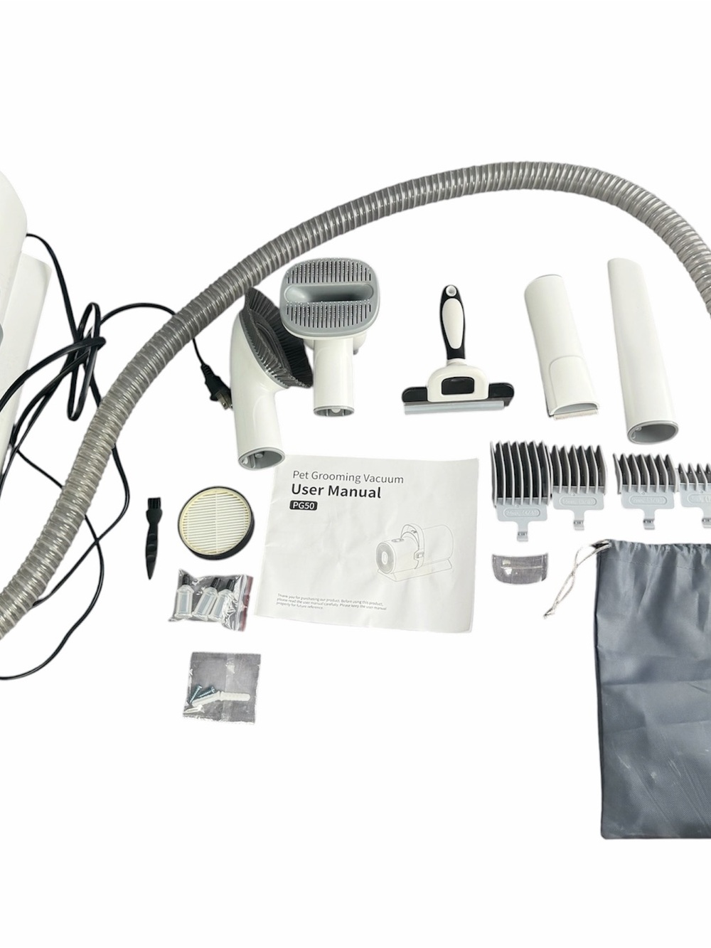 PG50 Pet Grooming Vacuum Kit with Dog Hair Clippers & Deshedding Tools